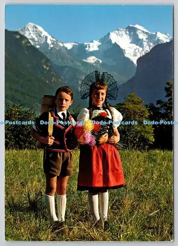 D329583 Bernertrachten Mönch und Jungfrau. E. Gyger. Adelboden. Schweiz. Pos