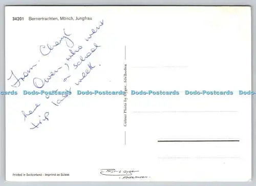 D329583 Bernertrachten Mönch und Jungfrau. E. Gyger. Adelboden. Schweiz. Pos