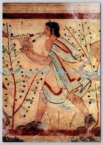 D329678 Tarquinia. Tomba dei Leopardi. Pittura parietale con flautista. Scala. F