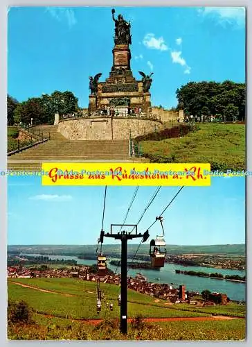 D329705 Niederwalddenkmal. Seilbahn. Grusse aus Rüdesheim am Rhein. Edmund von K