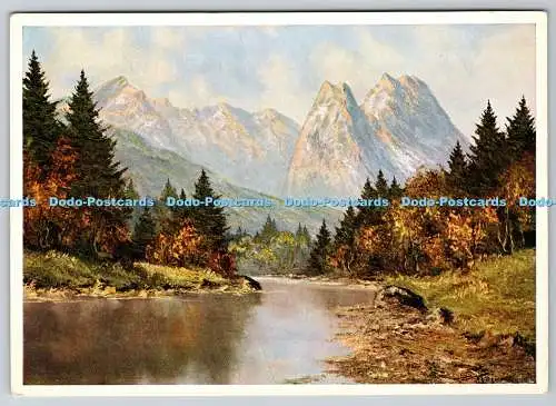 D332365 Loisach Mit Zugspitze. K. Moser. Emil Kohn