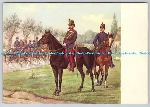 D327161 Artilleriet. Offizier I Galla. Konstabel I Paradepaklaedning Efter akvare