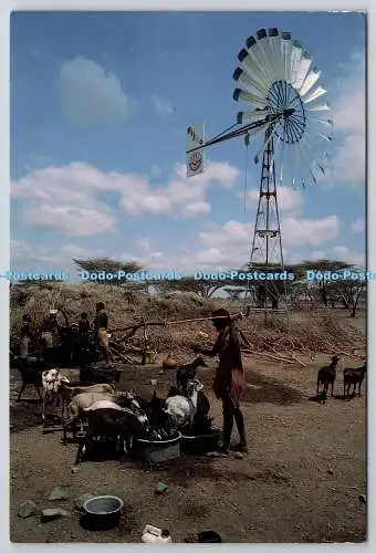 D329772 Kenia. Turkana Wüste. ITDG entwickelte Wasserpumpe, die Wasser zieht. Foister