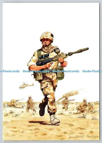 D329813 Privat. The Royal Scots 1991. Im Gulf Combat Kleid mit SA80 und KRALLE.