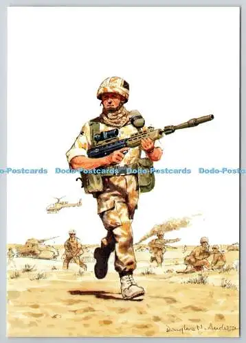 D329814 Privat. The Royal Scots 1991. Im Gulf Combat Kleid mit SA80 und KRALLE.