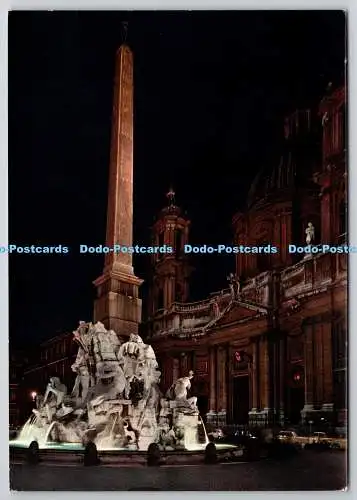 D329879 Italien. Roma. Square Navona. Brunnen der 4 Flüsse bei Nacht. A.R.C.