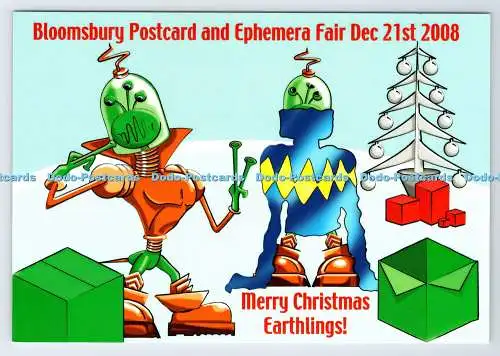 D335395 Bloomsbury Postkarte und Ephemera Jahrmarkt Dezember Frohe Weihnachten Erdlinge. R