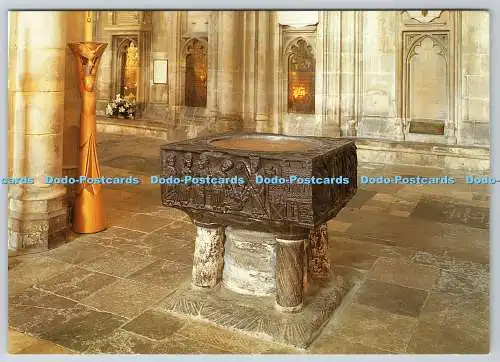 D327438 Winchester Cathedral. Die Schrift aus dem 12. Jahrhundert in schwarzem Marmor von Tournai