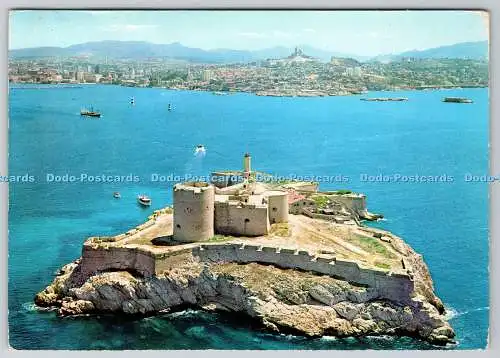 D332697 Marseille. Vue Aerienne du Chateau d If. Dans le Fond. Basilique N.D.d
