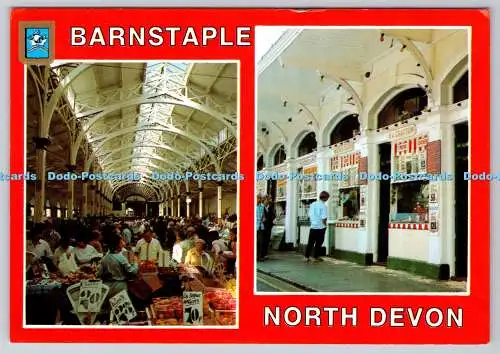 D327496 Barnstaple. North Devon. Packtaschenmarkt. Metzgerreihe. Golden Shields. B