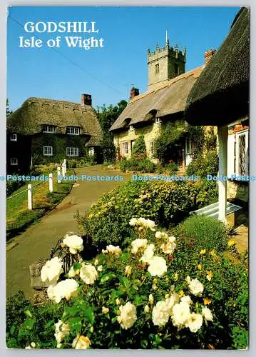 D330045 Isle of Wight. Godshill. Ferienhäuser und Kirche. J. Salmon. Sevenoaks. Kam