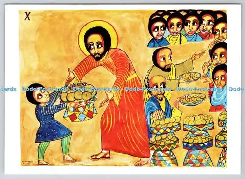 D332755 Farbpostkarten Set. Motiv des Athiopiscgen Hungertuches. Alemayehu Biz
