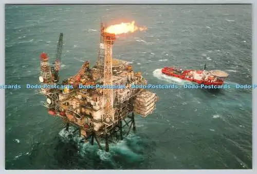 D327555 Förderplattform FA im Ölfeld 40er Jahre von BP in der Nordsee mit einem