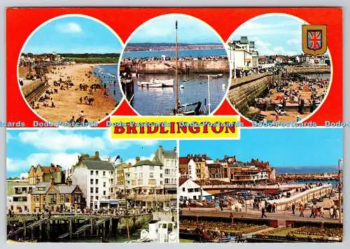 D332804 Bridlington. Blick auf den Strand. Stadt. Hafen. Bamforth and Co. Ltd. Mul