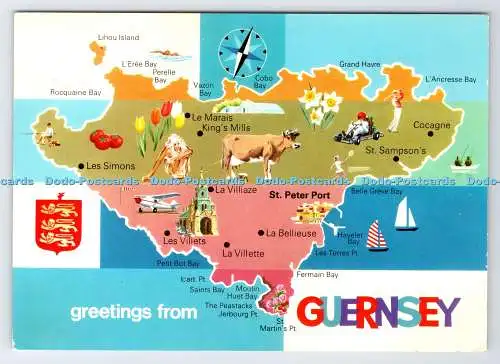 D335562 Grüße aus Guernsey. Karte. John Hinde. 1983