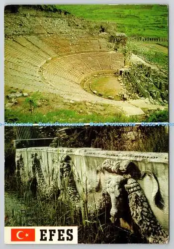 D330182 Türkei. Efes. Das Große Theater und das Gesicht ein Badebrunnen im Konsul