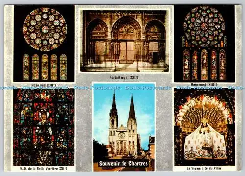 D332859 Souvenir de Chartres. Portail Royal XII. Rose Sud XIII. Rose Nord XIII.