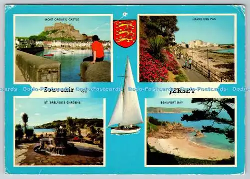 D332951 Souvenir of Jersey. St. Brelade Gardens. Beauport Bay. Mont Orgueil Cast