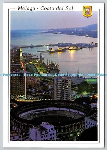 D330301 Malaga. Costa del Sol. Stierkampfarena. Nachtansicht. L. Dominguez S.A. Escu