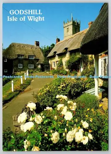 D330307 Isle of Wight. Godshill. Ferienhäuser und Kirche. J. Salmon. Sevenoaks. Kam