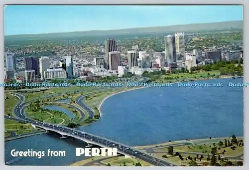 D327822 Perth. Luftaufnahme der Stadt. Schmale Brücke. Swan River. Western Aust