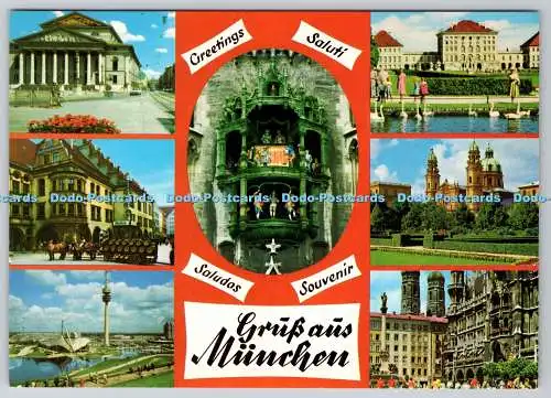 D333052 Gruss aus München. Marienplatz. Olympiapark. Nationaltheater. Fritz Witz