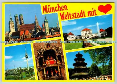 D333053 München Weltstadt mit Herz. Stadtsilhouette. Schloss Nymphenburg. Huber.