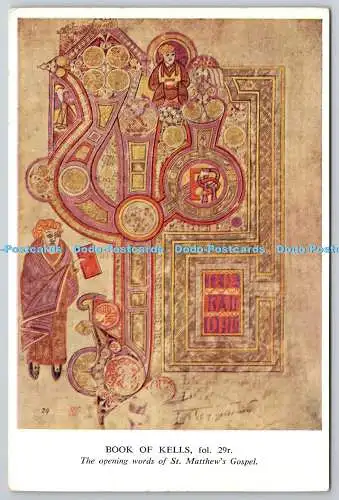 D330419 Dublin. Trinity College. Book of Kells. Einleitende Worte von St. Matthews Go
