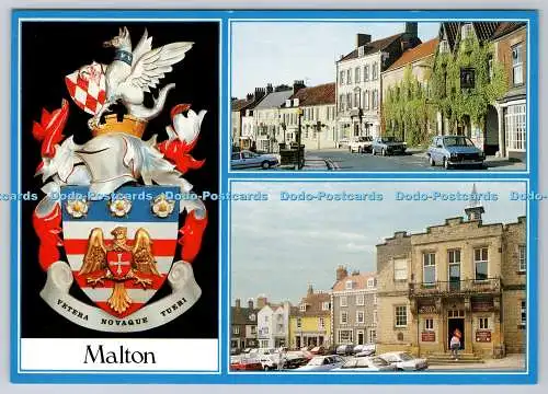 D327874 Malton. Wappen. Markierungsstraße vom Market Palce. Museum und Markt