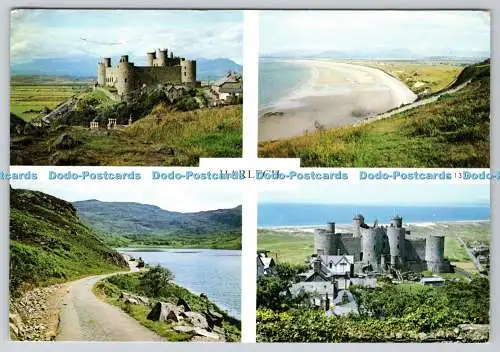 D328229 Harlech. Das Schloss. Cwm Bychan Lake. Judges Ltd. Hastings. PM Barmouth.