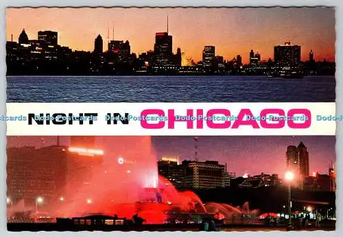 D333942 Nacht in Chicago. Berühmte Skyline von Chicago. Aero. Roberts Royal. Multi Vie