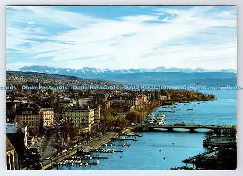 D336228 Zürich. Und die Alpen. Postkarte