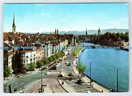 D336229 Zürich. Limmatquai und Alpen. Beringer und Pampaluchi