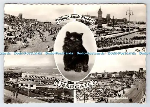 D338154 Viel Glück von Margate. Marine Parade und Sand. RP. PM. Wembley. Mitte