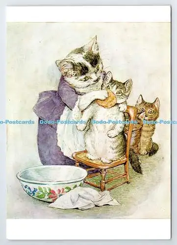 D338321 Zuerst schrubbte sie ihre Gesichter. Aus der Geschichte von Tom Kitten. Beatrix Topf