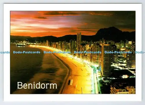 D338406 Benidorm. Espana. Playa de Levante al Atardecer. Postales Hnos Galiana