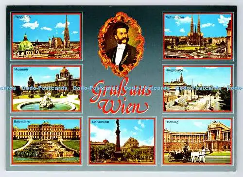 D338684 Gruss aus Wien. Ringstraße. Farbe Rau. Hans H. Rau. Multi View
