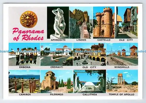 D337185 Panorama von Rhodos. Lindos. Altstadt. Texnh. M. Toumbis. Multi View