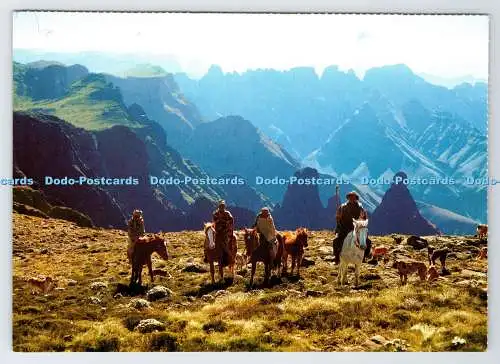 D337305 Drakensberg. Basotho Hunters. Kunstverlag. B. K. Bjornsen