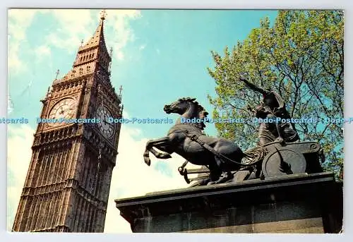 D339554 London. Big Ben und Boadicea Statue. Die fotografische Grußkarte. Nat