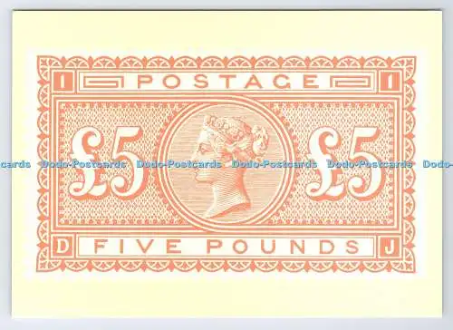 D339623 Die 5 orangefarbene Briefmarke Großbritanniens mit diesem Wert. National Posta