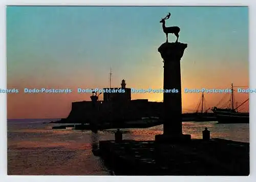 D337655 Rhodos. Sonnenuntergang am Hafen