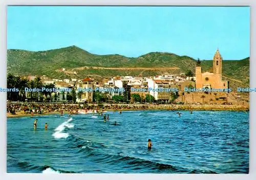 D337666 Sitges. Strand und Kirche. Antonio Rafales