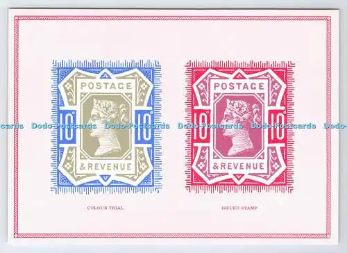 D339652 10d Wert aus der Jubiläumsausgabe 1887 Farbprobe und ausgegebener Briefmarke. Nat