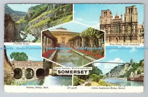 R780534 Somerset. Cheddar Gorge. Westfront. Wells Cathedral. Valentinstag. Multi V