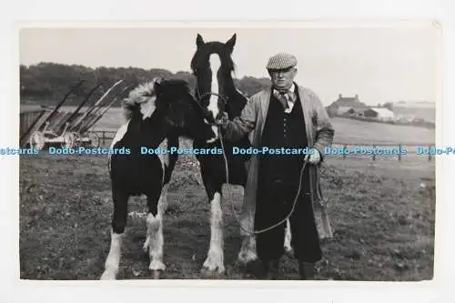 C029101 Mann mit Pferden. Altes Foto
