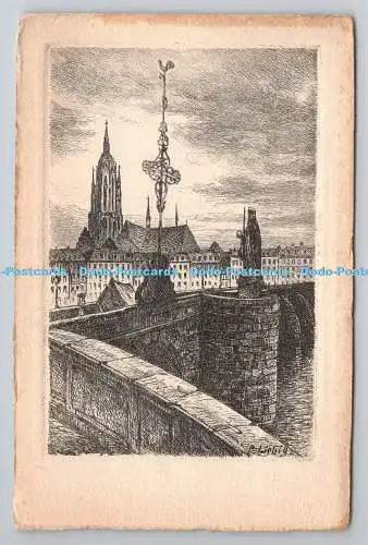 R781223 Blick in die Stadt. B. Liebig. Radierung