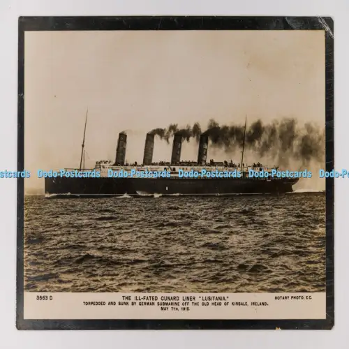 C029900 The Ill Fated Cunard Liner Lusitania Rotary Photographic Series RP