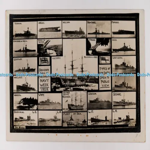 C029988 Souvenirkarte der Portsmouth Navy Week Arten von H M Schiffen für die Öffentlichkeit zugänglich