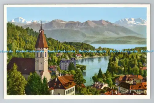 R796499 Schlosskirche Thun Mit Thunersee Jungfrau und Blumlisalp Gyger und Klopf